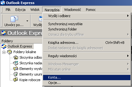 program pocztowy Outlook Express - krok1